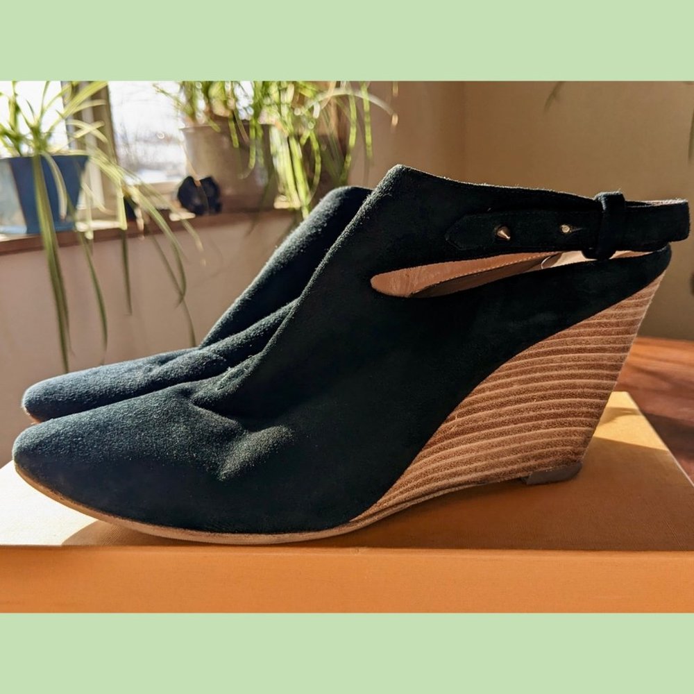 Sigerson Morrison Cutout Wedge Booties in Black Suede